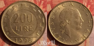 Италия 200 лир 1998 года, KM# 105, 414-043
