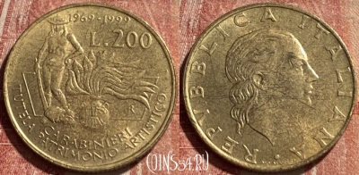 Италия 200 лир 1999 года, KM# 218, 082r-037