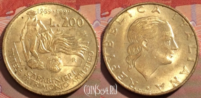 Италия 200 лир 1999 года, KM# 218, 110a-007