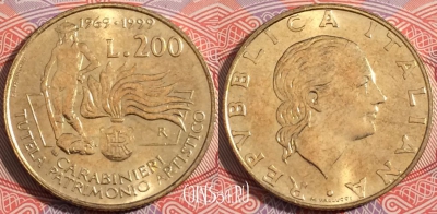 Италия 200 лир 1999 года, KM# 218, a137-095