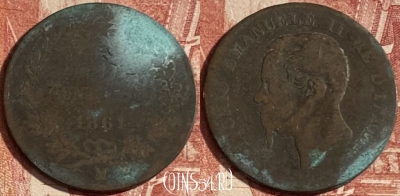 Италия 5 чентезимо 1861 года M, KM# 3, 236p-090 ♛
