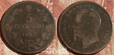 Италия 5 чентезимо 1861 N, KM# 3, 273p-088 ♛