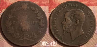 Италия 5 чентезимо 1861 года N, KM# 3, 444-138