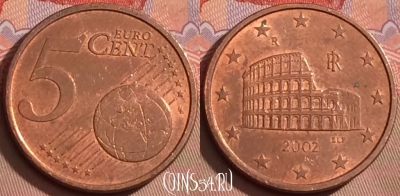Италия 5 евроцентов 2002 года, KM# 212, 091l-050