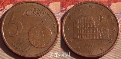 Италия 5 евроцентов 2002 года, KM# 212, 092a-088