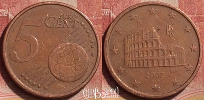 Италия 5 евроцентов 2002 года, KM# 212, 189l-073