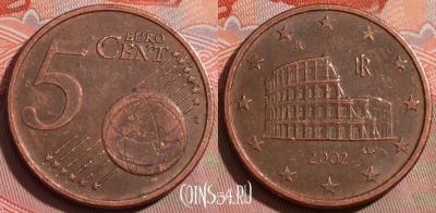 Италия 5 евроцентов 2002 года, KM# 212, 235a-128