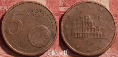Италия 5 евроцентов 2002 года, KM# 212, 259l-067