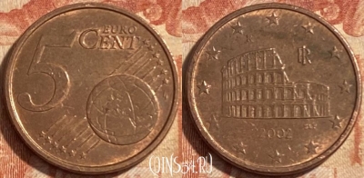 Италия 5 евроцентов 2002 года, KM# 212, 487р-127