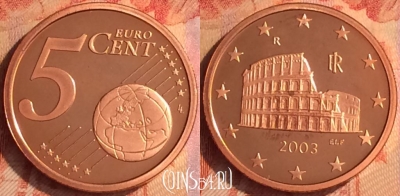 Италия 5 евроцентов 2003 года, KM# 212, PROOF, 500o-039