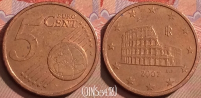 Италия 5 евроцентов 2007 года, KM# 212, 093l-121