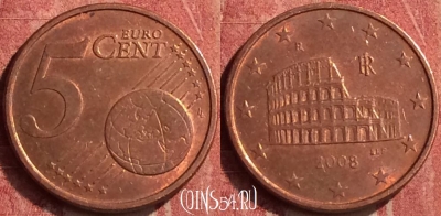 Италия 5 евроцентов 2008 года, KM# 212, 409-134