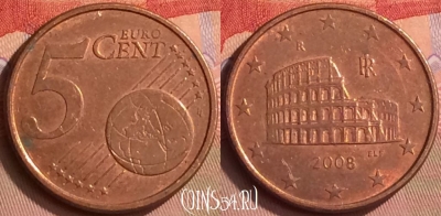 Италия 5 евроцентов 2008 года, KM# 212, 411-097