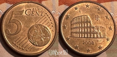 Италия 5 евроцентов 2008 года, KM# 212, 467s-557