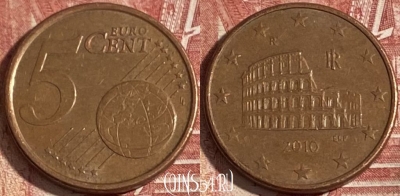 Италия 5 евроцентов 2010 года, KM# 212, 342r-094