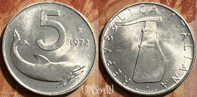 Италия 5 лир 1972 года, KM# 92, 502s-113
