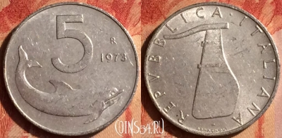 Италия 5 лир 1973 года, KM# 92, 436-104
