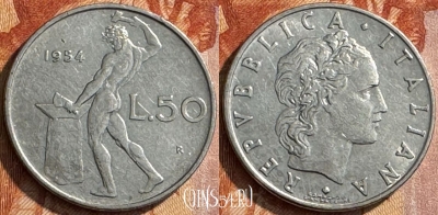 Италия 50 лир 1954 года, KM# 95.1, 285s-009