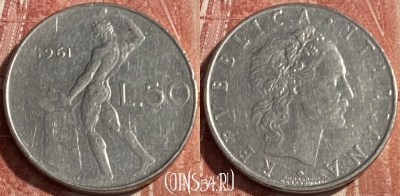 Италия 50 лир 1961 года, KM# 95.1, 082s-099