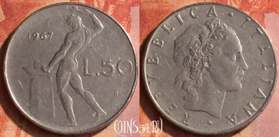 Италия 50 лир 1967 года, KM# 95.1, 127o-066