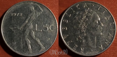 Италия 50 лир 1972 года, KM# 95.1, 47-042