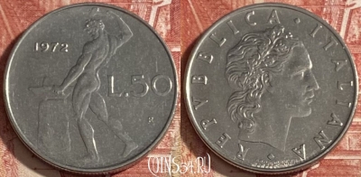Италия 50 лир 1972 года, KM# 95.1, 472r-144