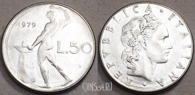 Италия 50 лир 1979 г., см. состояние, 80-007b
