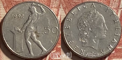 Италия 50 лир 1992 года, KM# 95.2, 463r-540
