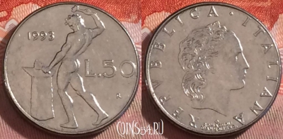 Италия 50 лир 1993 года, KM# 95.2, 107b-139