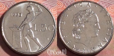 Италия 50 лир 1993 года, KM# 95.2, 114b-059