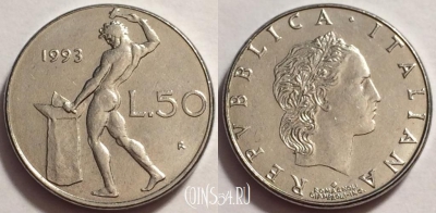 Италия 50 лир 1993 года, KM# 95.2, 72-003a