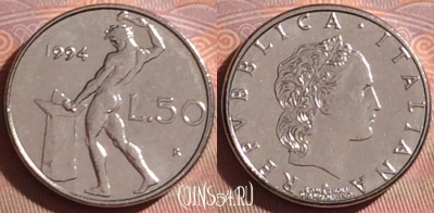 Италия 50 лир 1994 года, KM# 95.2, 051i-114