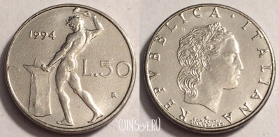 Италия 50 лир 1994 года, KM# 95.2, 068-054b