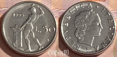 Италия 50 лир 1995 года, KM# 95.2, 383r-123 ♛