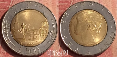 Италия 500 лир 1990 года, KM# 111, 408n-129