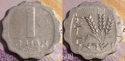 Израиль 1 агора 1974 года, KM# 24, 185a-127