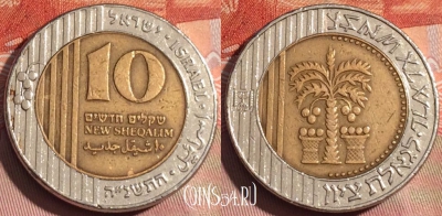 Израиль 10 новых шекелей 1995 года, KM# 270, 249a-124