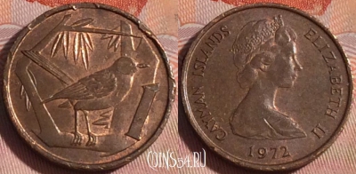 Каймановы острова 1 цент 1972 года, KM# 1, 126b-102