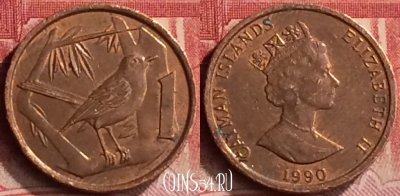 Каймановы острова 1 цент 1990 года, KM# 87, 277m-112