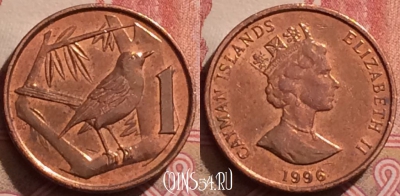 Каймановы острова 1 цент 1996 года, KM# 87a, 283k-014