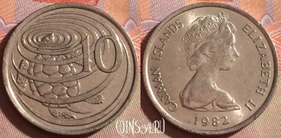 Каймановы острова 10 центов 1982 года, KM# 3, 294f-088