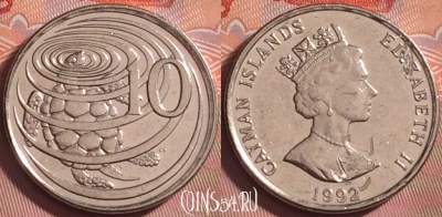 Каймановы острова 10 центов 1992 года, KM# 89a, 193k-091
