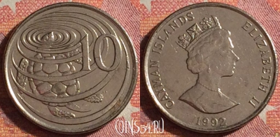 Каймановы острова 10 центов 1992 года, KM# 89a, 353-023