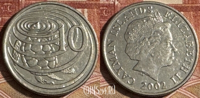 Каймановы острова 10 центов 2002 г., KM# 133, s094t-006