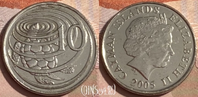 Каймановы острова 10 центов 2005 года, KM# 133, 184r-113 ♛