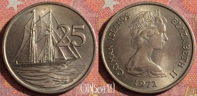 Каймановы острова 25 центов 1972 года, KM# 4, 356-113