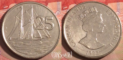 Каймановы острова 25 центов 1992 года, KM# 90a, 212a-138