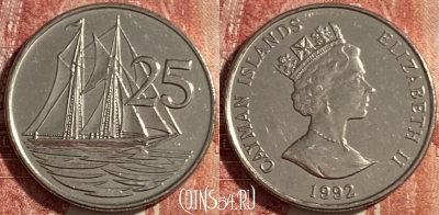 Каймановы острова 25 центов 1992 г., KM# 90a, 476р-107