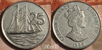 Каймановы острова 25 центов 1996 г., KM# 90a, 143s-054