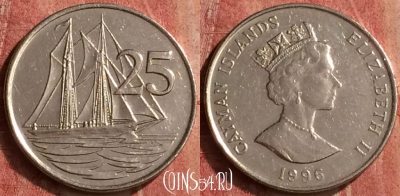 Каймановы острова 25 центов 1996 года, KM# 90a, 411-003